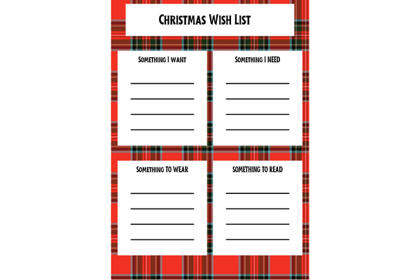 Need Want Wear Read Gift List